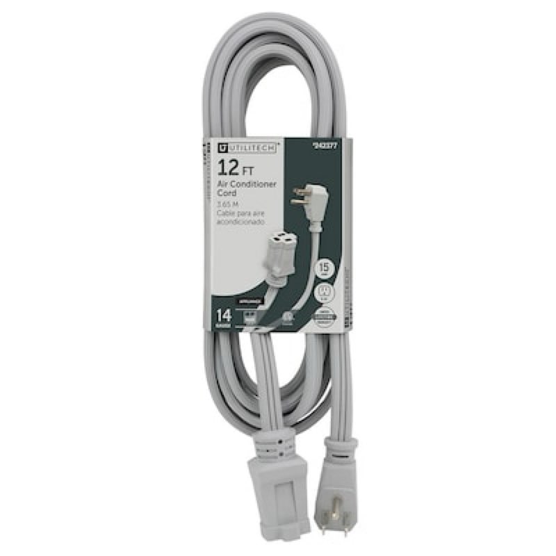 Utilitech 12-ft 15 -Amp 3 -Prong Gray Air conditioner Appliance Power Cord