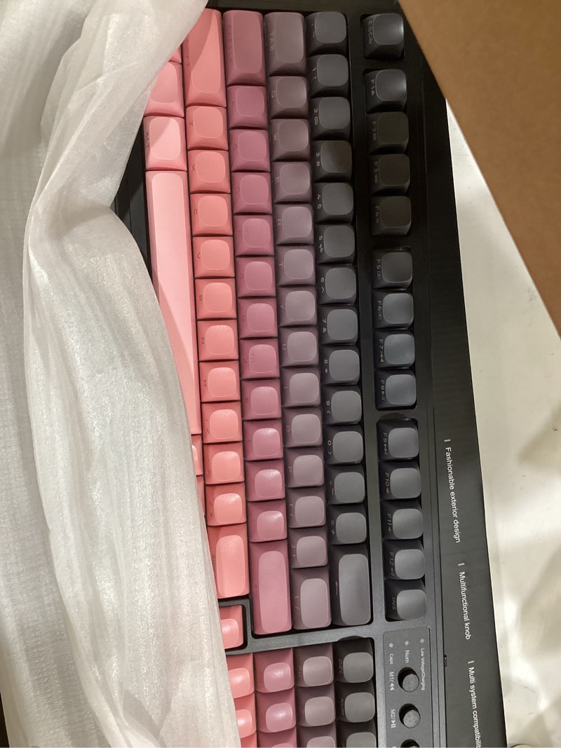 aula s99 keyboard, wireless gaming keyboard bluetooth ergonomic creamy computer keyboards cute full size backlit tri-mode bt/2.4ghz/usb-c for pc laptop - black & pink gradient