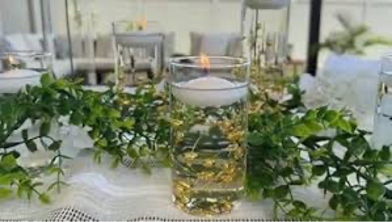 set of 6 glass cylinder vases for centerpieces with 4 pack vase filler 6 pearl string 12 white floating candles for centerpieces, center pieces for table wedding party home decor 5, 6, 8 inch