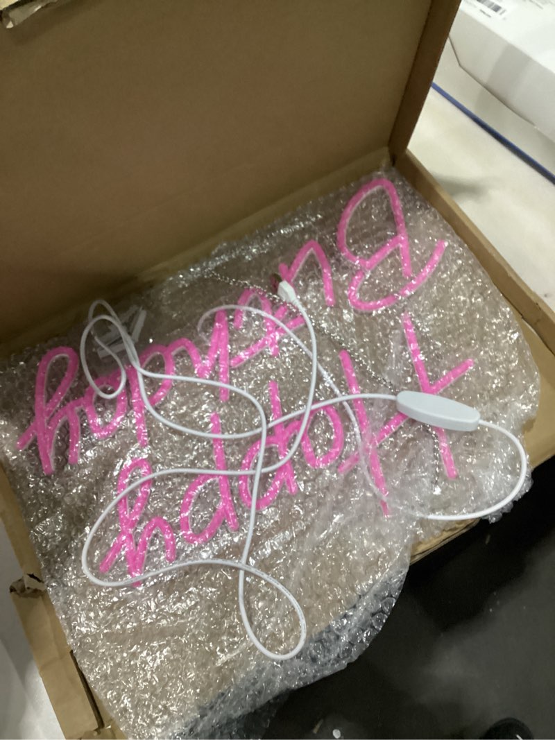 Condition photo showing New/Like New for Happy Birthday Neon Sign for Backdrop, LED Happy Birthday Light Up Sign, USB Powered Dimmable Neon L