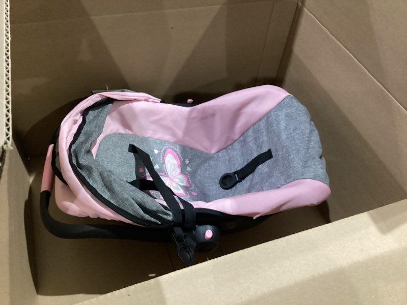 Condition photo showing Good Condition for bayer design 67933aa toy, car seat easy go for neo vario pram with cover, doll accessories, pink, grey with butterfly,grey/pink, for dolls up to 18"