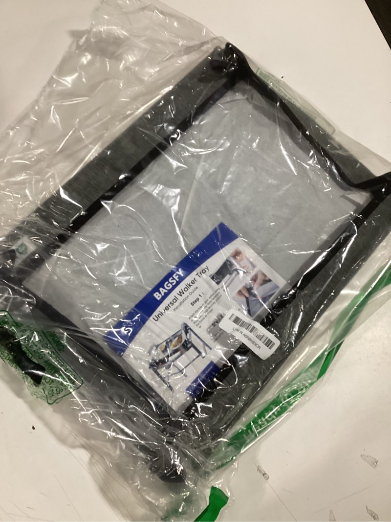 Condition photo showing Good Condition for BAGSFY Walker Tray with Cup Holder – Hard Top Walker Accessory for Seniors – Folding Walker Table for Meals, Reading, Drinks – Non-Slip, Easy Install, Universal Fit Grey Tray w/No side storage