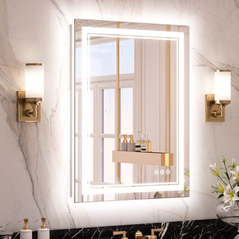 Chrisna LED Bathroom Mirror with Frontlit and Backlit, 3 Colors Tempe