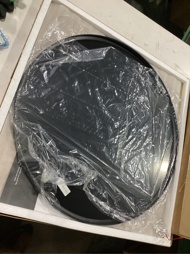 Condition photo showing Good Condition for bathroom mirror for wall, 24 inch round mirror, matte black metal framed circle vanity mirror for bathroom bedroom living room entryway, anti-rust, tempered glass, hanging or leaning round 24"l x 24"w matte black
