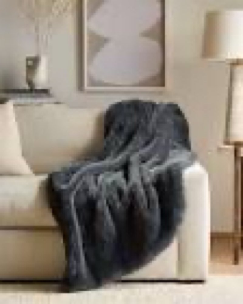 quince luxury faux fur throw slate 60”x80”