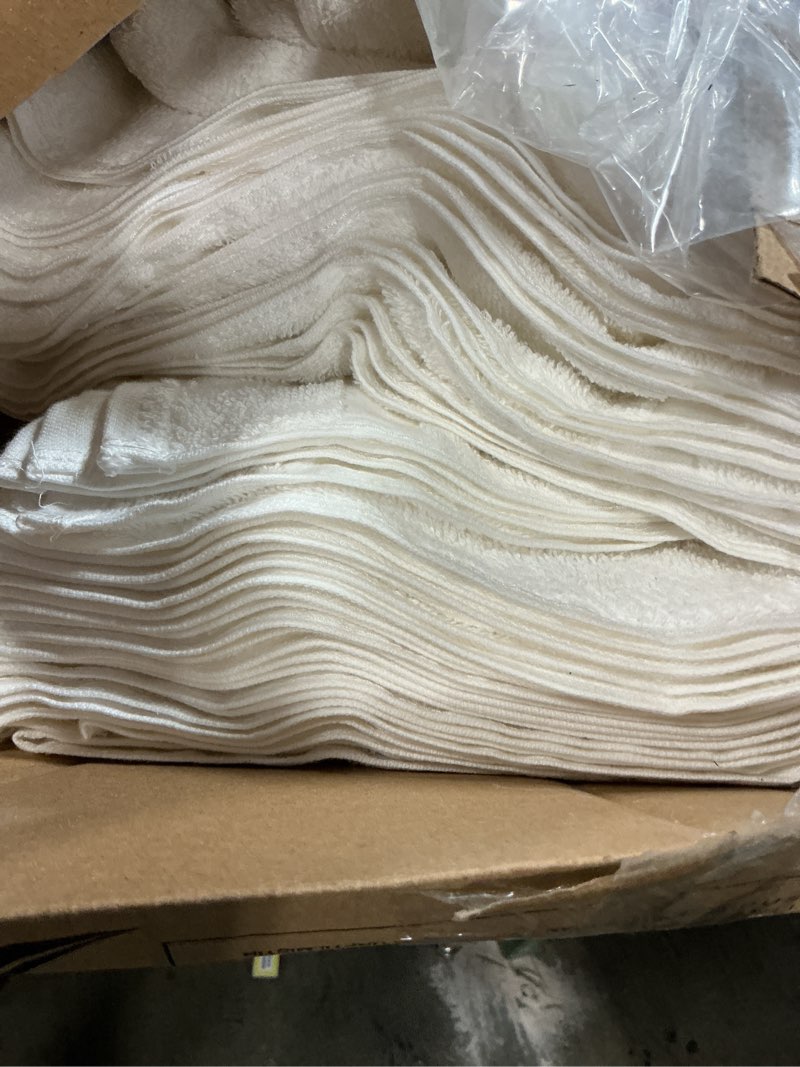 Condition photo showing As Is for Utopia Towels Cotton Bleach Proof Salon Towel 16 by 27 inches, Bleach Safe Gym 100% Cotton Hand Towel, 24 Pack, white  24 Pack white 