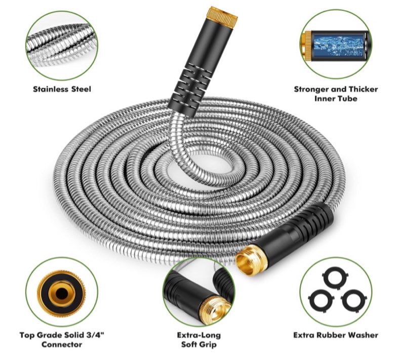 Garden Hose 50 ft, Stainless Steel Water Hose