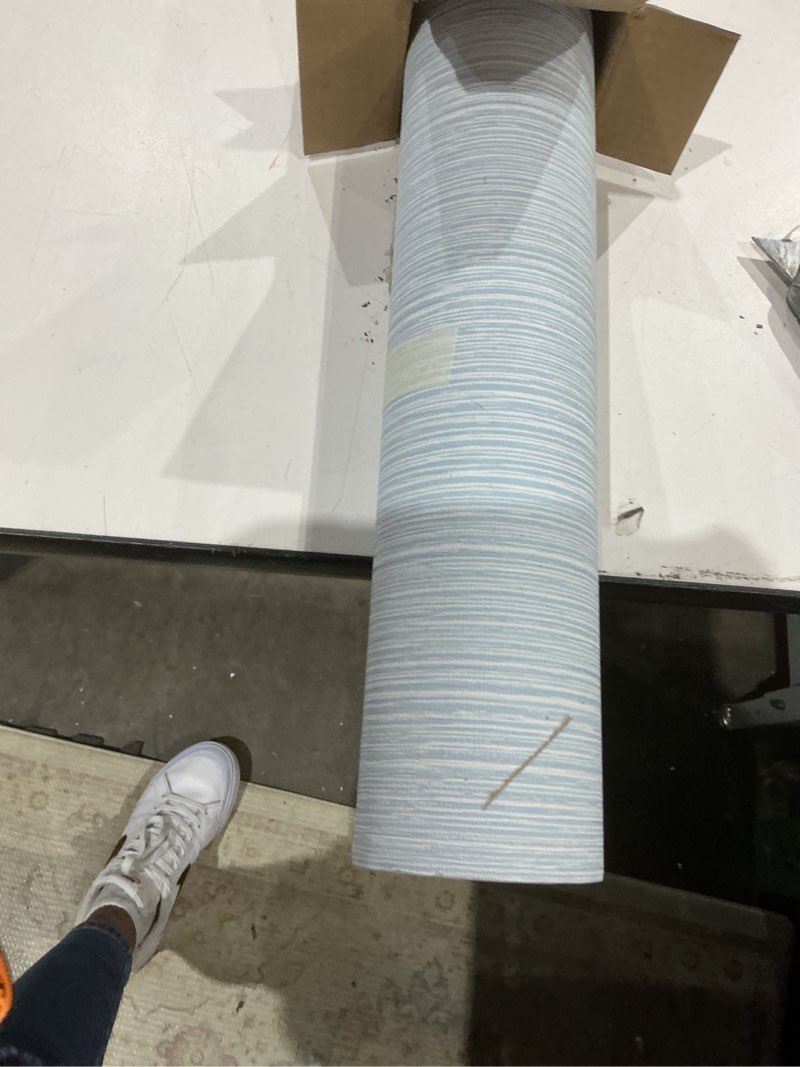 Condition photo showing Good Condition for haimin grasscloth wallpaper textured 24in x 393in fabric contact paper light blue wall paper textured linen peel and stick self-adhesive thick vinyl embossed film wallpaper