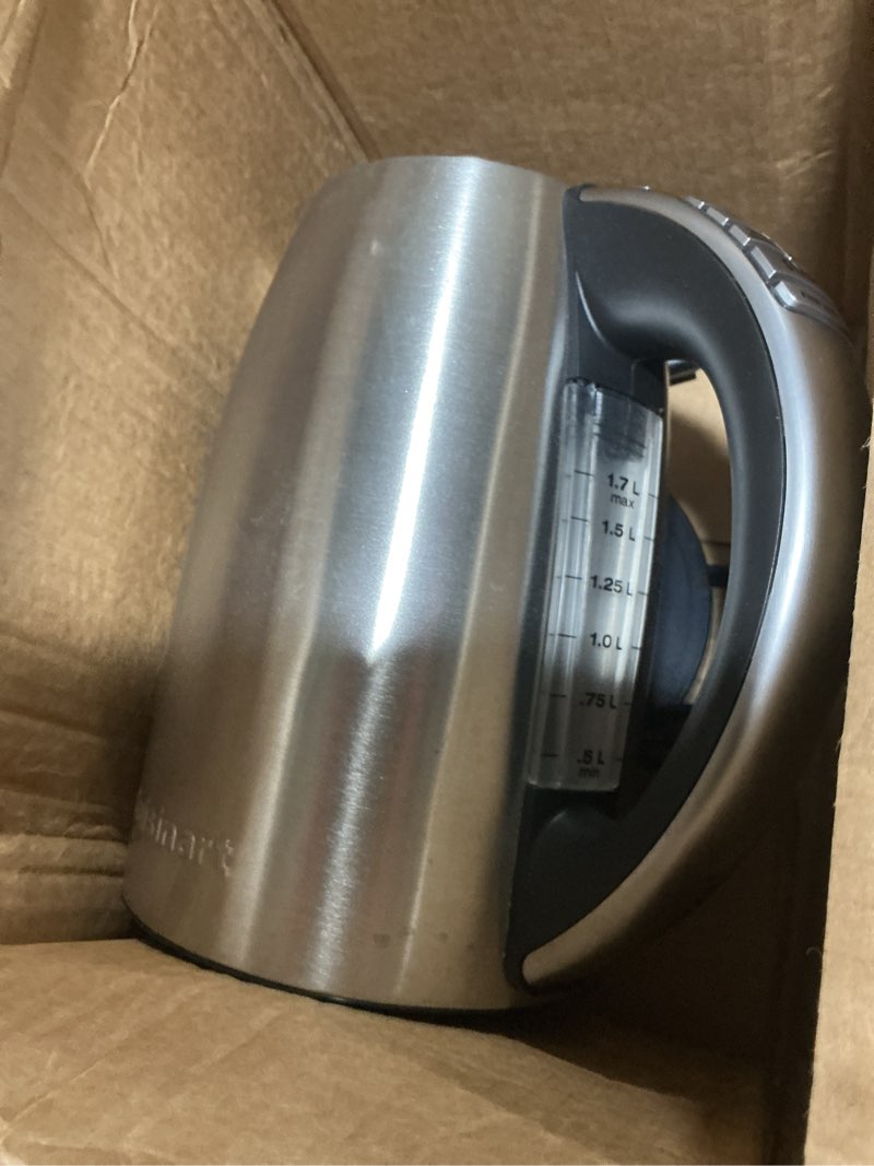 Condition photo showing As Is for Cuisinart PerfecTemp 1.7-Liter Electric Kettle, Cordless Electric Tea Kettle, 1500W for Fast Heat-Up, 6 Preset Temperatures, 30-Minute Keep Warm, Stay Cool Nonslip Handle, CPK-17P1 Stainless Steel PerfecTemp