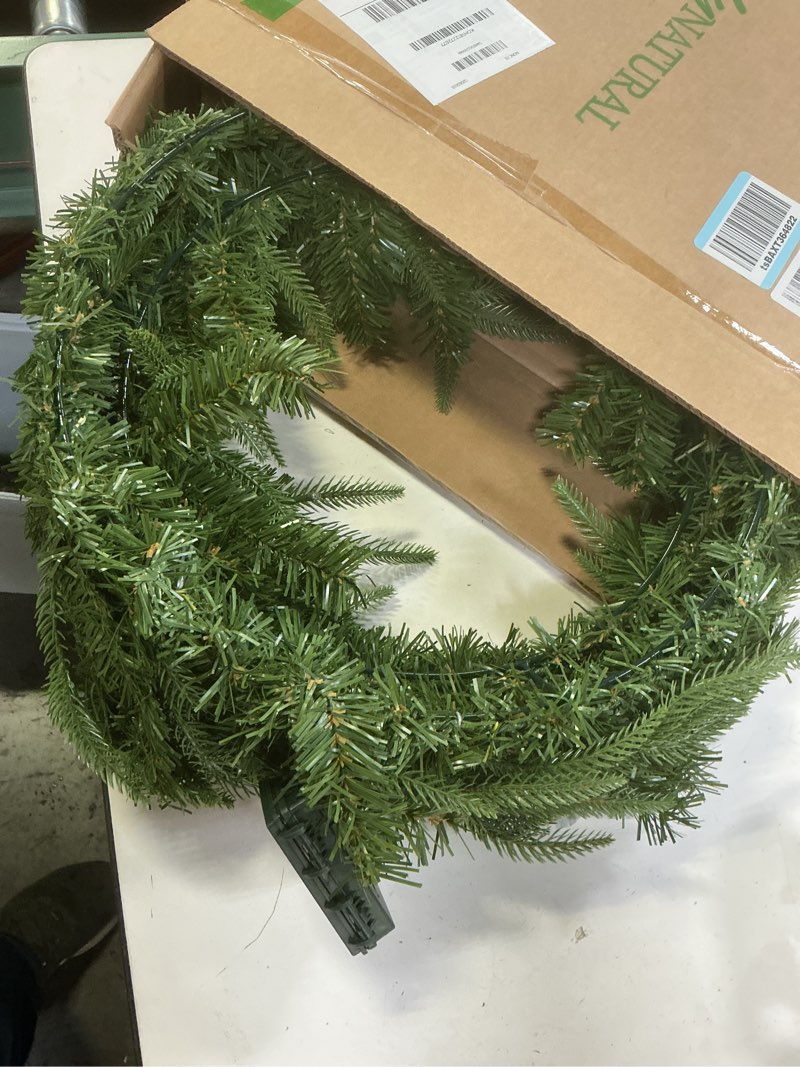 Condition photo showing Good Condition for Nearly Natural 24in. Long Pine Artificial Christmas Wreath with 35 Clear LED Lights