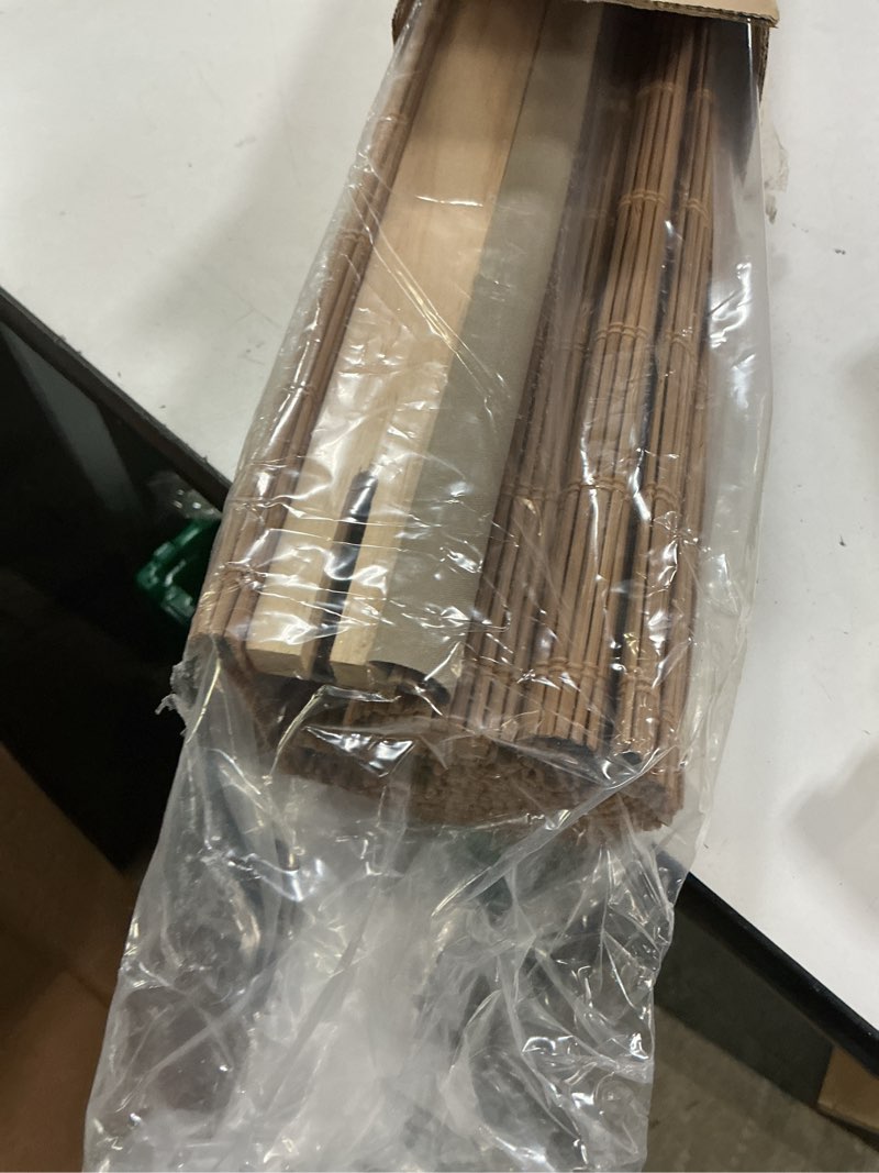 Condition photo showing Good Condition for Cordless Bamboo Roman Shades for Windows, 100% Blackout Backing Fabric for Light Blocking, 30" W × 64" H - Papara Carbon Blackout - Papara Carbon 30" W × 64" H