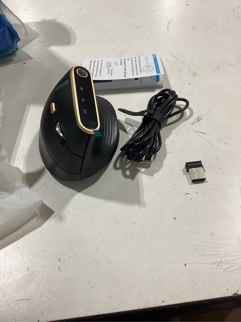 Condition photo showing Good Condition for sablute ergonomic vertical wireless mouse with 3-device switching mam4 | bluetooth & 2.4ghz, programmable buttons, fast scrolling, usb-c rechargeable, 30-day battery, 8000 dpi adjustable deep black