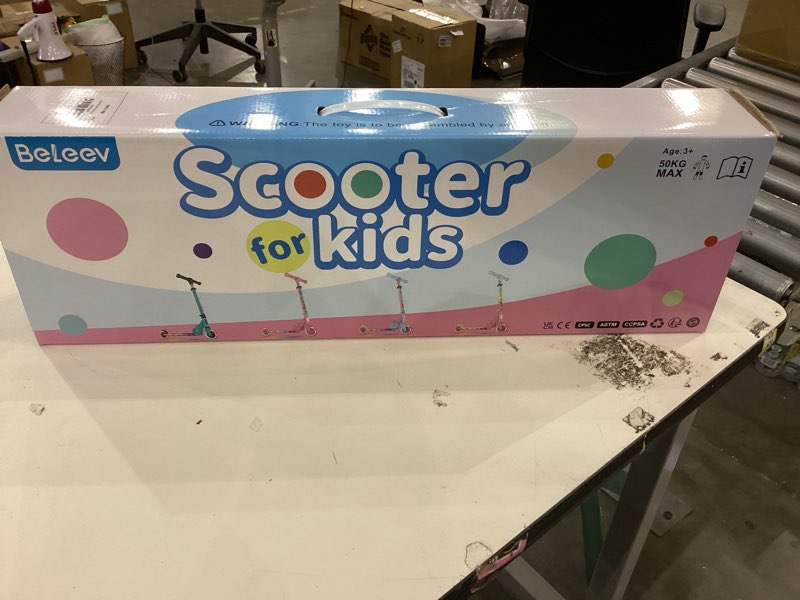 Condition photo showing New/Like New for BELEEV V2 Scooters for Kids with Light-Up Wheels & Stem & Deck, 2 Wheel Folding Scooter for Girls Boys, 3 Adjustable Height, Non-Slip Pattern Deck, Lightweight Kick Scooter for Children Ages 3-12 Pink