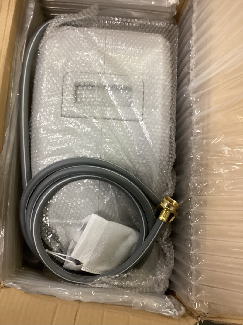 Condition photo showing Good Condition for ayleid retractable garden hose reel,1/2 in x 130 ft wall mounted hose reel, with 9- function sprayer nozzle, any length lock/slow return system/wall mounted/180°swivel bracket (gray) 130ft light gray