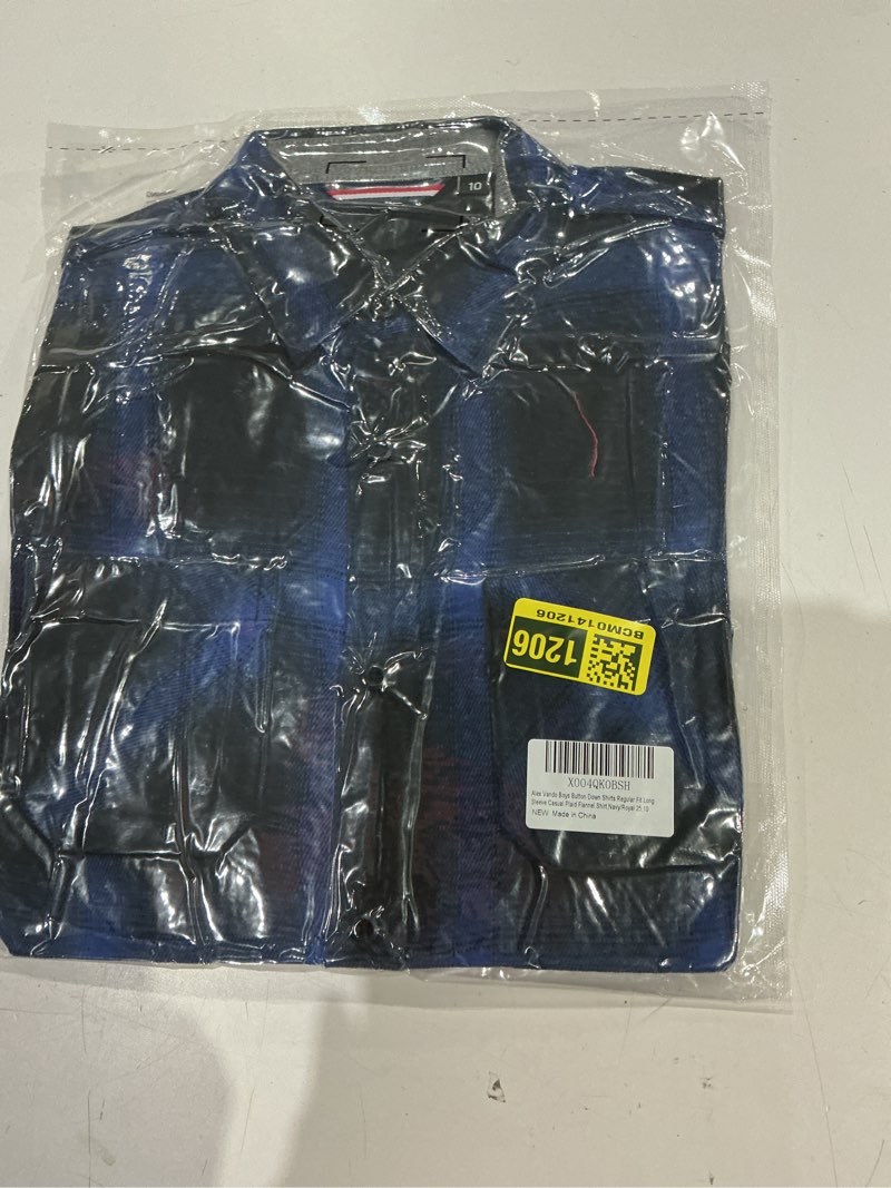 Condition photo showing As Is for alex vando mens button down shirts flannel shirt long sleeve navy/royal small