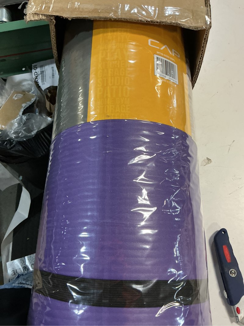 Condition photo showing New/Like New for cap barbell 1-inch high density exercise yoga mat with strap | multiple colors purple