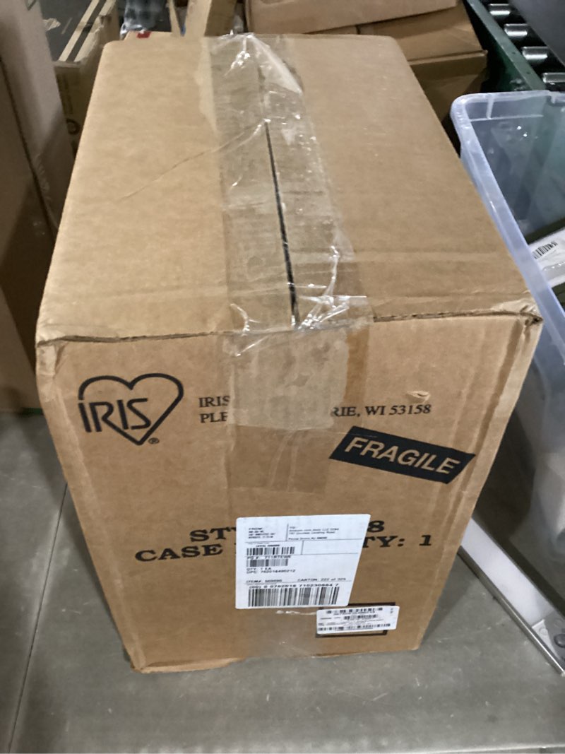 Condition photo showing New/Like New for iris usa pet food storage container 25 lbs, premium 60% improved airtight seal with air valve, 2 cup scoop, removable wheels, easy to open - made in the usa, black 25 lbs black