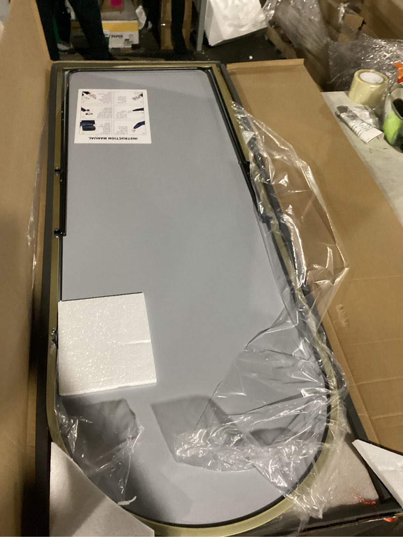 Condition photo showing Good Condition for 57" x 20" arched full length mirror - wall mounted/floor mirror aluminum alloy frame full body mirrors for bathroom living room bedroom and entryway,gold gold 57"l x 20"w