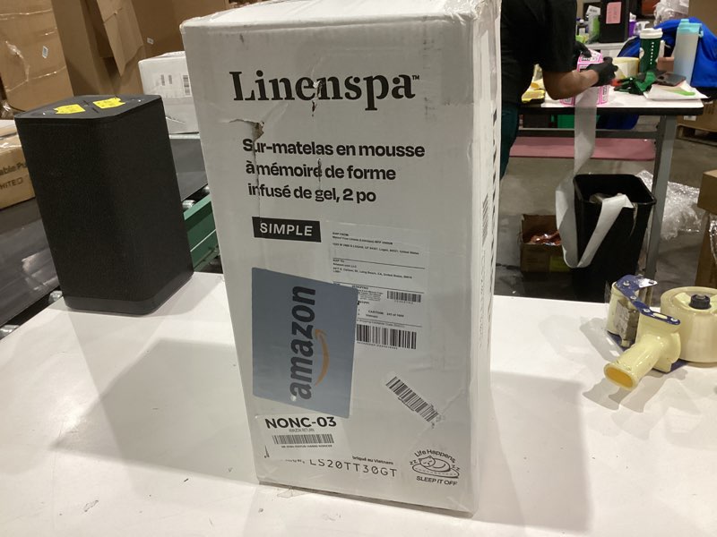 Condition photo showing Good Condition for LINENSPA Memory Foam Mattress Topper - 2 Inch Gel Infused Memory Foam - Plush Feel - Cooling and Pressure Relieving - CertiPUR Certified - Dorm Room Essentials - Twin Size Twin 2 Inch Classic Gel