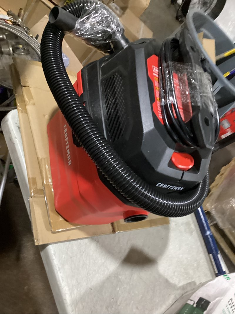 Condition photo showing As Is for craftsman cmxevbe17040 4 gallon 5.0 peak hp wet dry vac, portable shop vacuum wet and dry with filter, hose and attachments for home and automotive cleaning