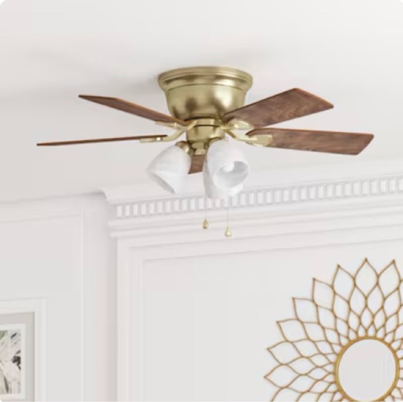 Harbor Breeze Centreville 42-in White LED Indoor Flush Mount Ceiling Fan with Light (5-Blade)