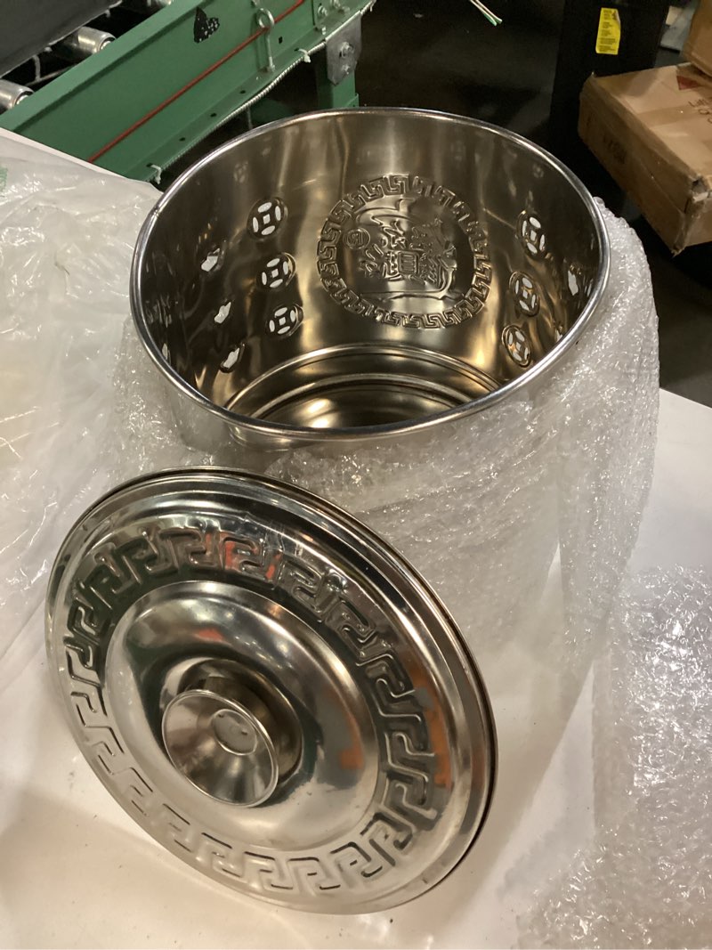 Condition photo showing New/Like New for ganazono stainless steel burning bucket metal fireplace ash bucket paper money burn barrels for home yard garden silver