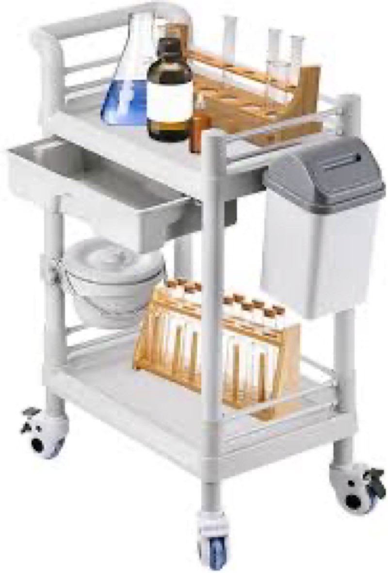 Mount Plus MT01 2 Tier Mobile Medical Cart Trolley with Drawer, Trash Cans, Waste Bowl | Beauty Salo