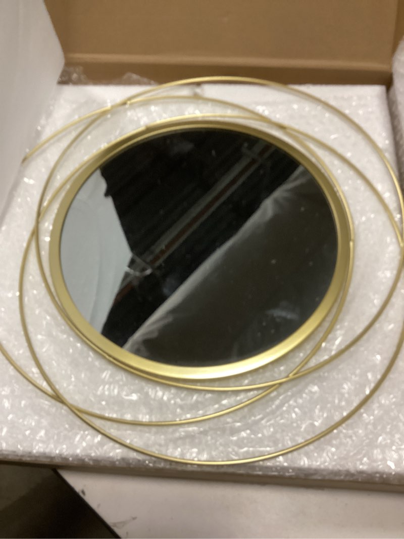 Condition photo showing Good Condition for Cityelf 2 Set 15.7'' Gold Circle Mirrors Wall Decor Iron Frame Wall Art Round Mirror Home Decor Hanging for Living Room/Bedroom/Bathroom/Entryway (Medium Size 15.7 inch,Circles) 2 Set Circle Wires?15.7''each? 2