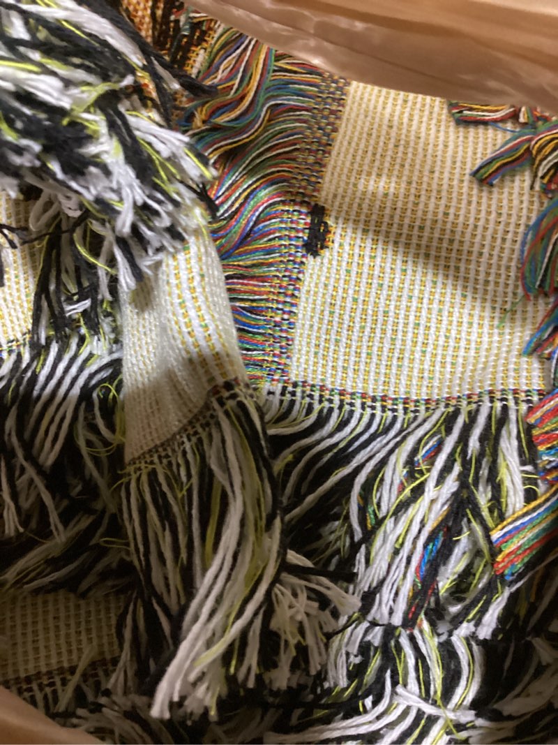 Condition photo showing As Is for boho throw blanket reversible cotton bohemian tapestry hippie room decor double sided (month moth print 50"x60") month moth print 50*60 inch
