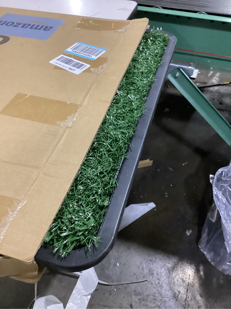 Condition photo showing As Is for furway dog grass pad with tray artificial grass puppy pee pad for dogs, reusable 4-layer training potty pad with tray, quick absorbent indoor & outdoor portable dog patio potty ( 35.4"x23.6")