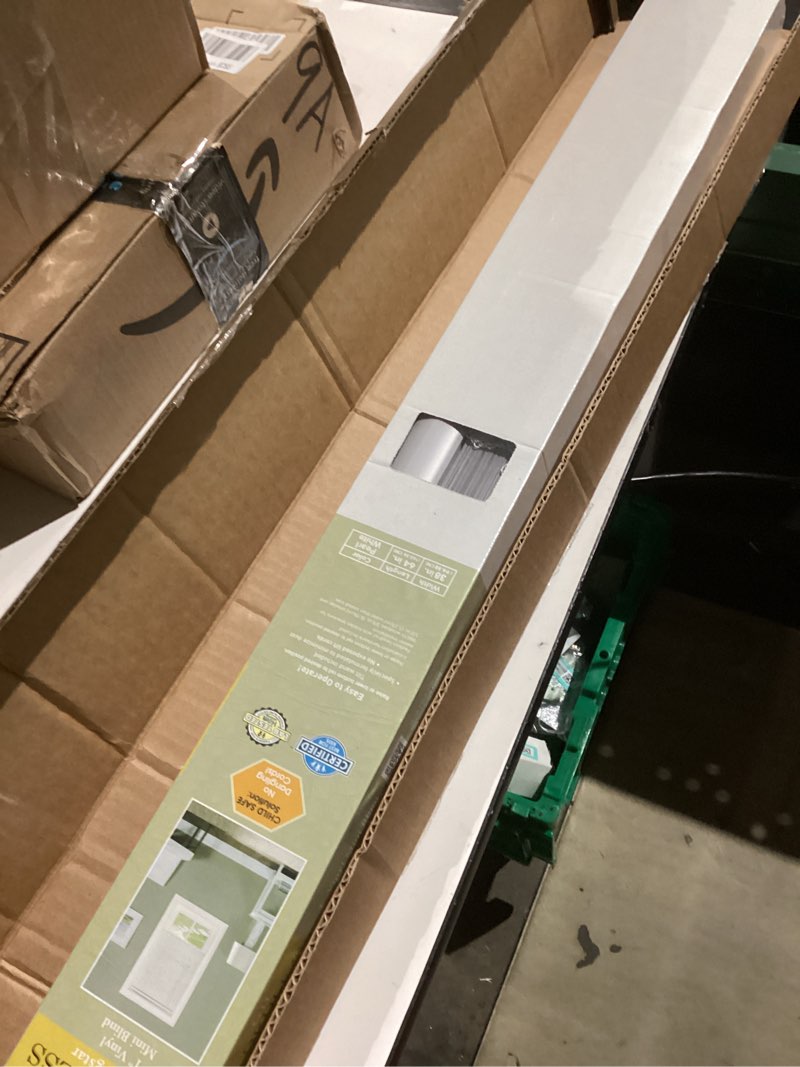 Condition photo showing New/Like New for Cordless Light Filtering Mini Blind - 38 Inch Width, 64 Inch Length, 1" Slat Size - Pearl White - Cordless GII Morningstar Horizontal Windows Blinds for Interior by Achim Home Decor 38"W x 64"H Pearl White