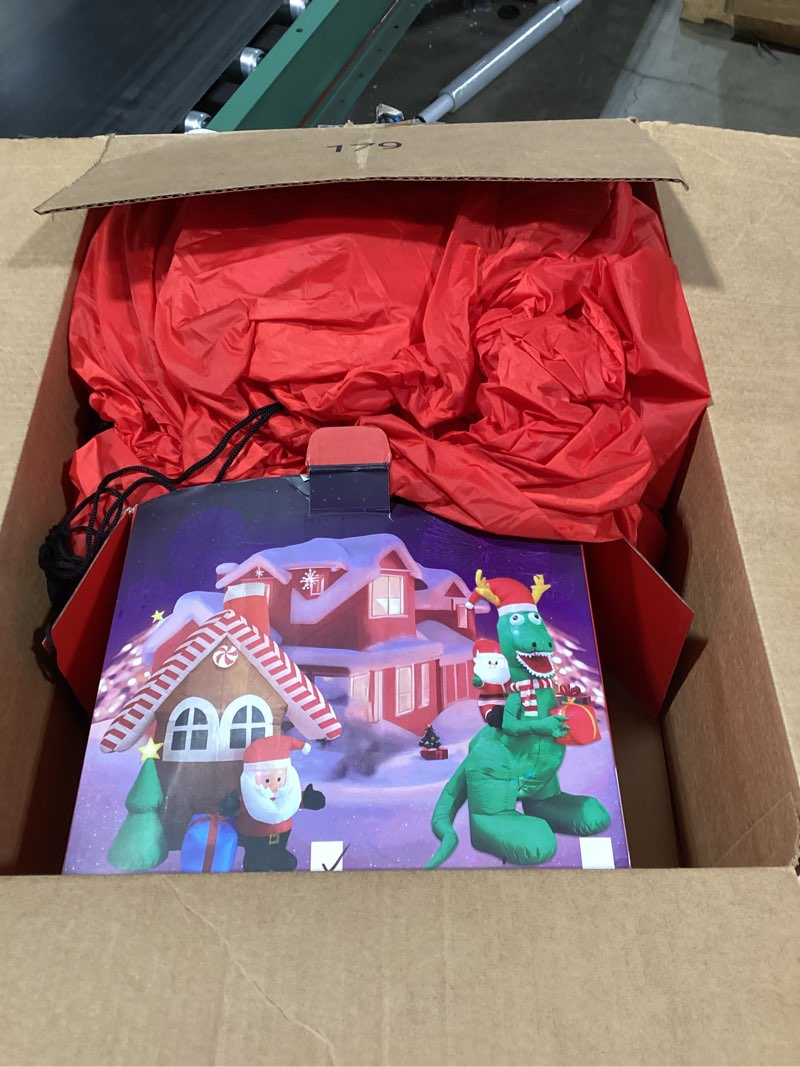 Condition photo showing Good Condition for 7 FT Christmas Inflatable Candy House with Santa Claus, Tree & Gift Box, Built-in LED Lights, Outdoor Blow Up Yard Decoration for Holiday Lawn Garden Party 7ft Santa with Candy House