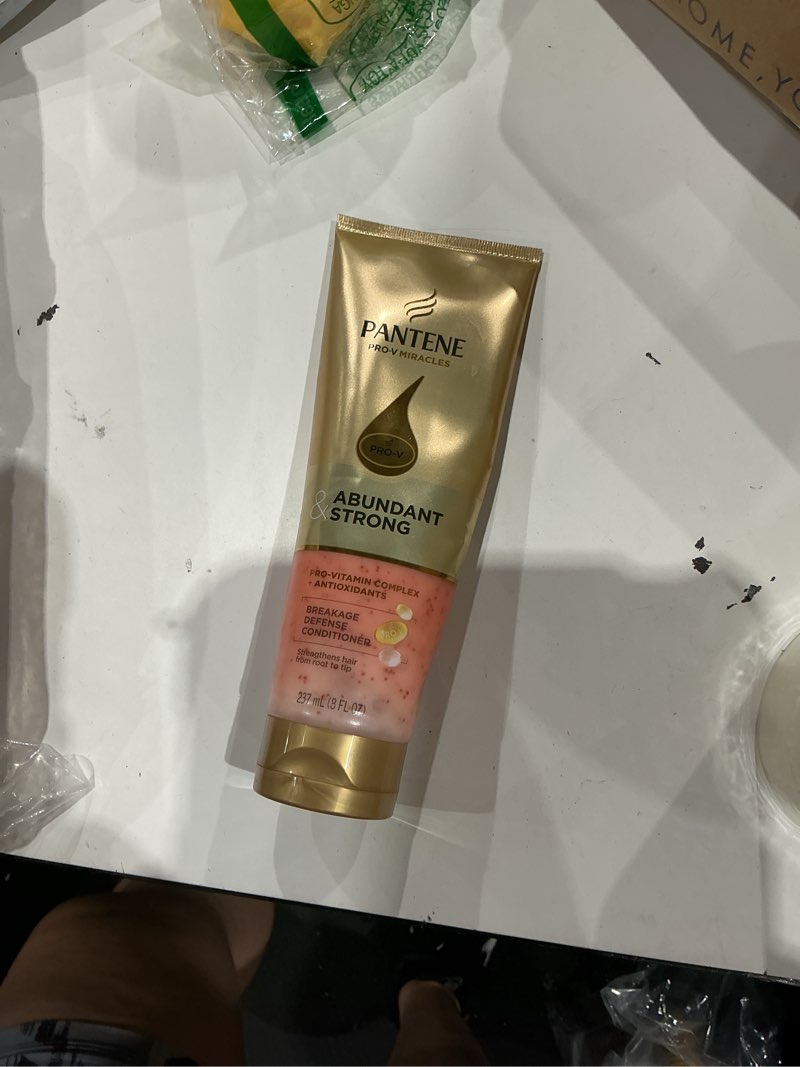 Condition photo showing As Is for pantene abundant & strong conditioner, strengthens hair from root to tip, 8 oz