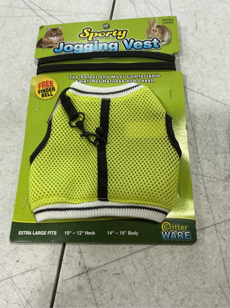 Condition photo showing New/Like New for Ware Manufacturing Nylon Walk-N-Vest Pet Harness and Leash for Small Pets, Extra Large - phosphorescent green