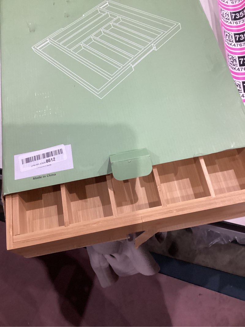 Condition photo showing Good Condition for Purawood Bamboo Drawer Organizer - Expandable Silverware Organizer & Utensil Drawer Organizer, Cutlery Tray with Dividers, 7-9 Slots- Kitchen Organizer for Utensils & Flatware (Natural) Natural 9 Slot