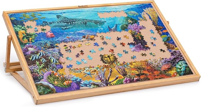 Becko US 1000-pc Tilting Puzzle Board with Built-in Stand, Adjustable Puzzle Table with 5 Angle Adjustments, Portable Puzzles Plateau for Adults, for Jigsaw Puzzles 1000 Pieces