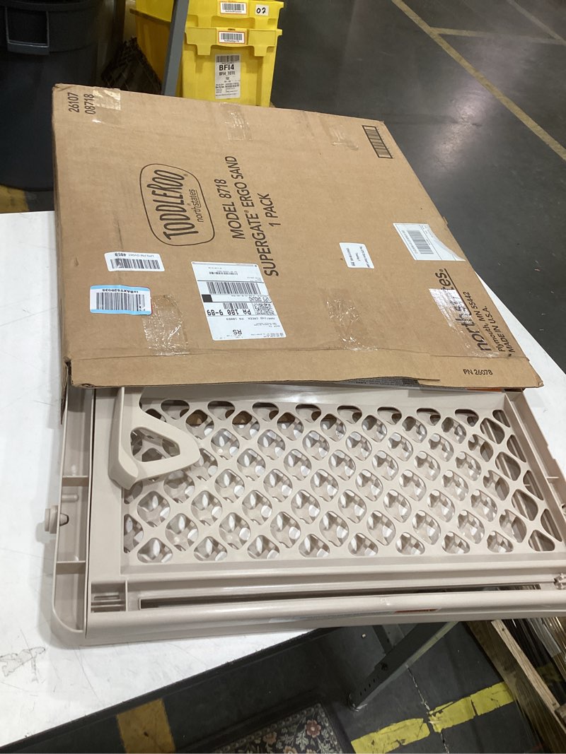 Condition photo showing Good Condition for toddleroo by north states - supergate ergo baby gate: plastic baby gate for stairs & doorways - adjustable indoor safety gate - made in usa - 26 to 42 inches wide - 26 inches tall - sand