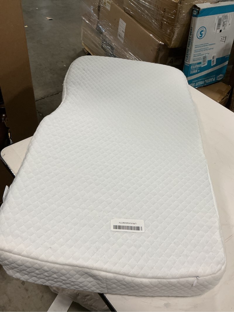 Condition photo showing As Is for Leg Pillow for Side Sleepers, Memory Foam Knee Pillow for Side Sleeping, Leg Elevation Pillow for Hip/Back/Sciatica Pain Relief Helps Spine Alignment -18"x30" (4 INCHES) (White, L) Large White