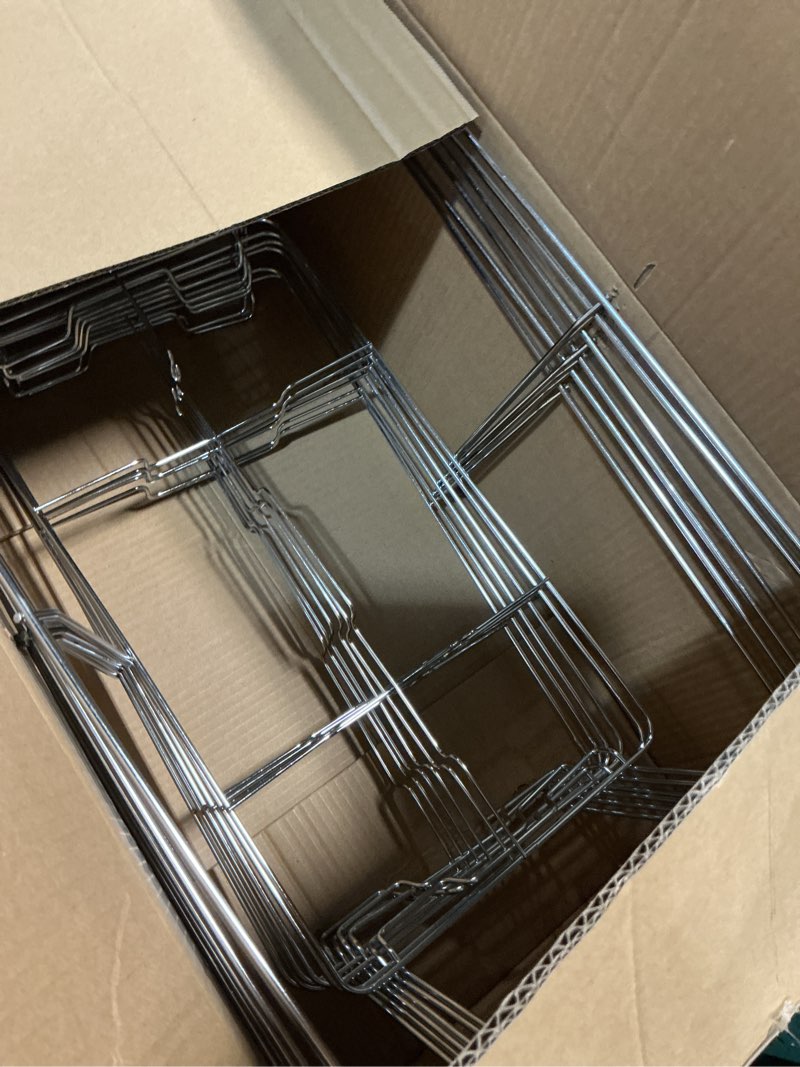 Condition photo showing Good Condition for 6 pack - professional fixed chafing wire rack: heavy duty plated steel chafer stand for full size & half size steam table pans, industry compatible, stackable for catering & banquets