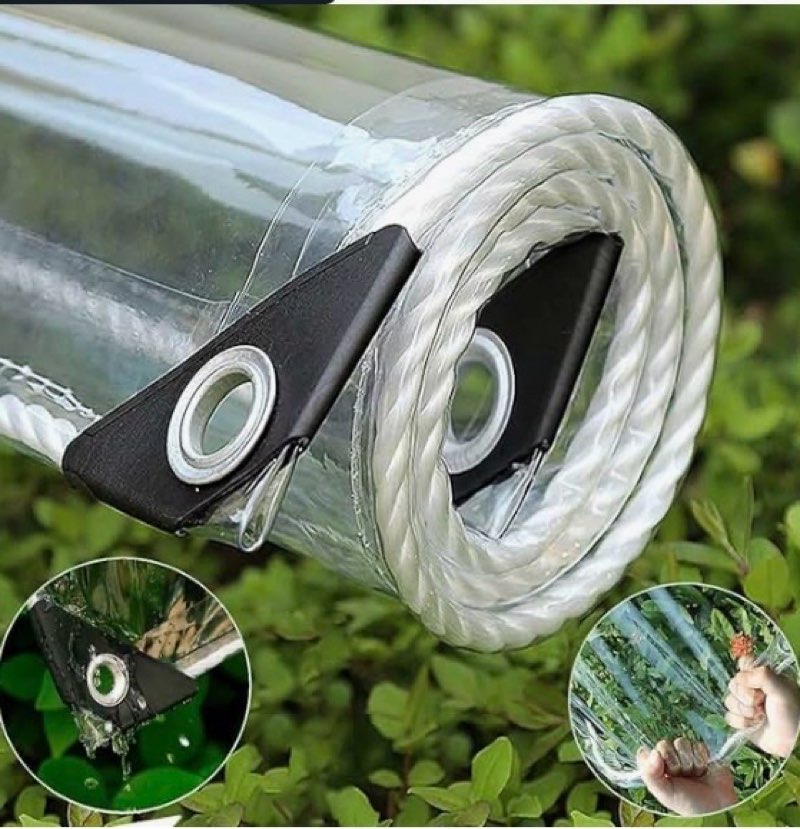 10' x 16' Heavy Duty Waterproof PVC Transparent Tarpaulin Poly Clear Vinyl Tarp Cover 400g/m²,14 Mil