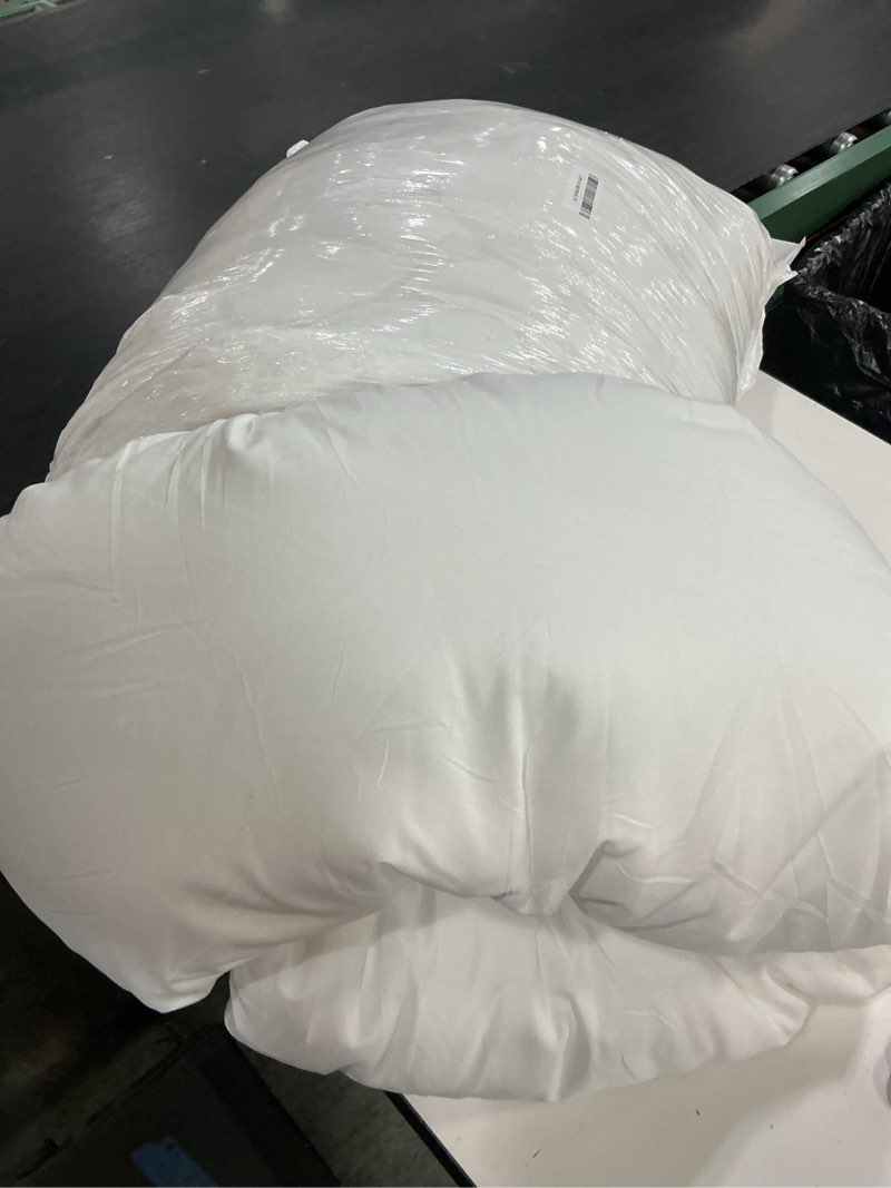 Condition photo showing As Is for litanika white oversized king comforters super king size, 3 pieces lightweight solid bedding comforter set, all season fluffy bed set (120x120in comforter & 2 pillowcases) bright white super king