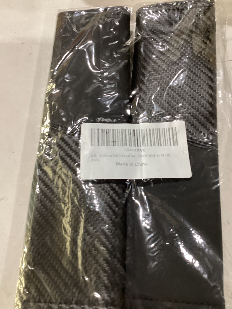 Condition photo showing New/Like New for 2 pcs car seat belt cover pads - seatbelt covers with carbon fiber & faux leather, soft shoulder strap cushion for neck & shoulder pain relief, universal fit for car truck accessories(black)