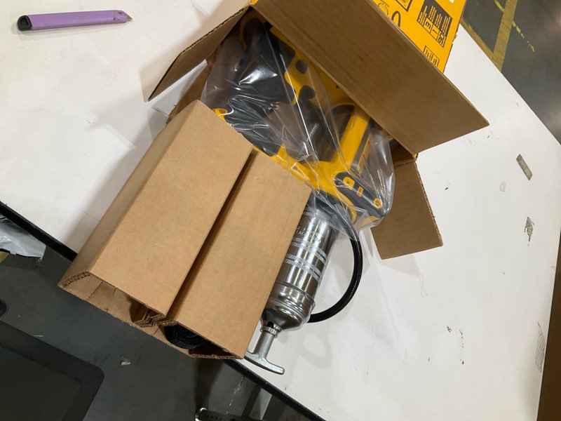 Condition photo showing Good Condition for dewalt 20v max grease gun, cordless, 42” long hose, 10,000 psi, variable speed triggers, bare tool only (dcgg571b)