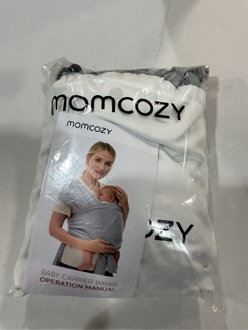 Condition photo showing Good Condition for momcozy baby wrap carrier, easy to wear infant carrier slings, lightweight hands free baby sling, adjustable baby carriers for newborn to toddler 8-35 lbs, grey