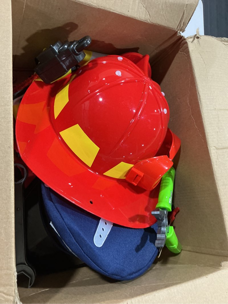 Condition photo showing Good Condition for bonuci 3 sets kids dress up for play age 3-7 years old,dress up costumes vest set police,fireman and worker for toddler kids boys pretend role accessories