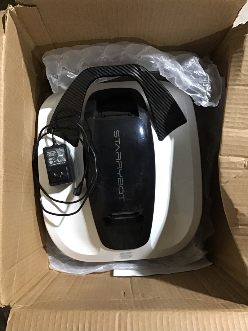 Condition photo showing As Is for cordless robotic pool cleaner, portable swimming robotic pool vacuum self-parking technology,150mins runtime,pool up to 900 sq.ft, ideal for above-ground pools(white)