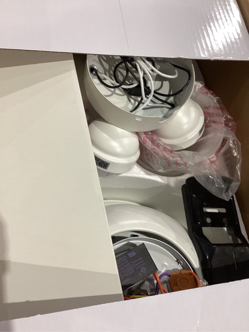 Condition photo showing As Is for harbor breeze centreville 52-in white with white/blonde blades flush mount ceiling fan