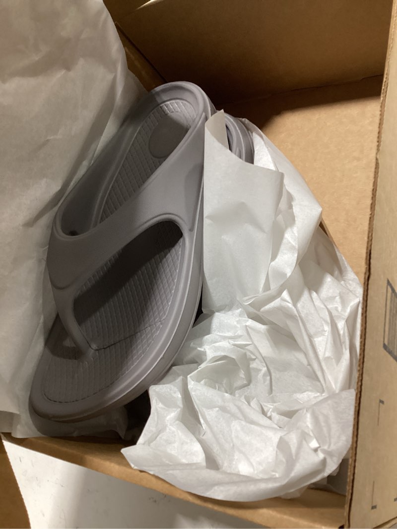 Condition photo showing Good Condition for shevalues orthopedic sandals for women arch support recovery flip flops pillow soft summer beach shoes 10 women/8.5 men grey