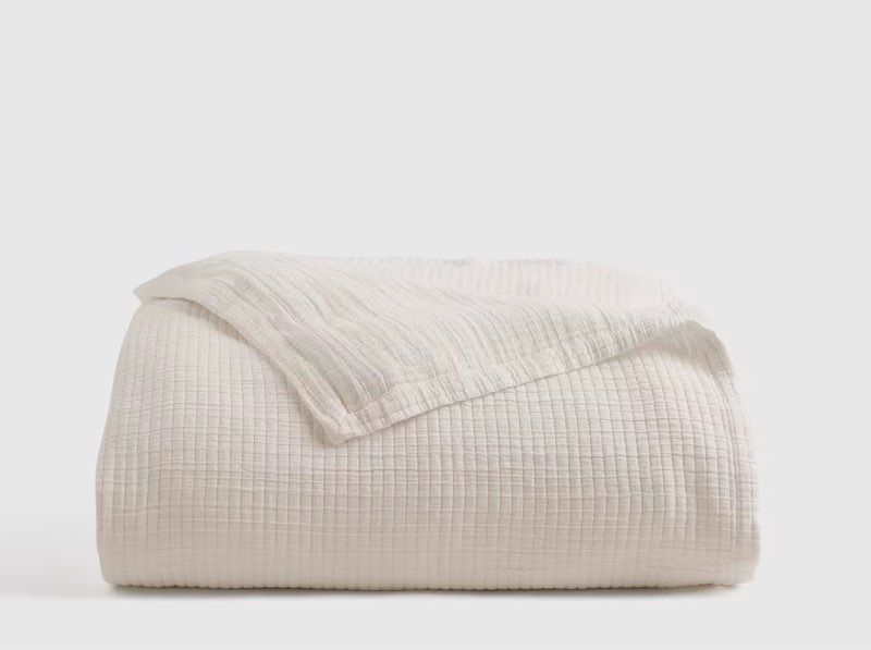 quince organic ribbed cotton coverlet ( 88’ * 92’ inch) 