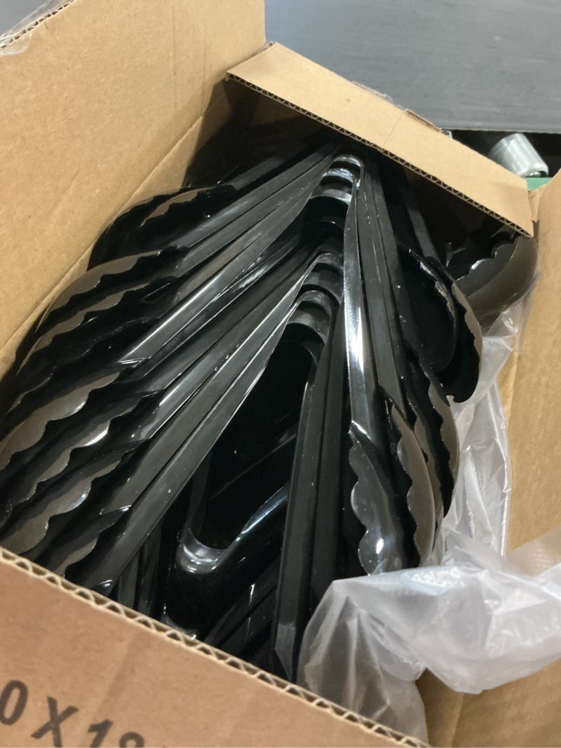 Condition photo showing Good Condition for Disposable Black Plastic Spoons, Forks, Tongs | 12-Set (36 Pcs) Serving Utensils Set for Catering, Buffets, Parties, Events, Weddings, Picnics, Banquets, Daily Meals, Heavy-Duty Cutlery for Daily Use